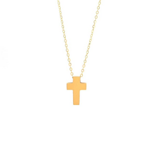 BLOCK CROSS NECKLACE 14KT