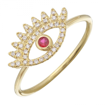 EVIL EYE RUBY RING