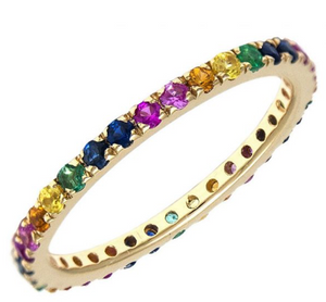 Multi colored store gemstone eternity rings