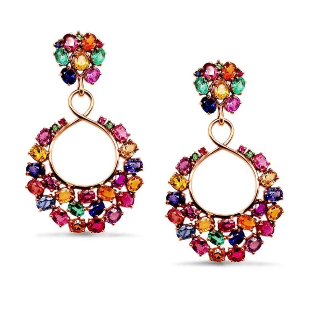 MULTICOLORED GEM STATEMENT EARRINGS