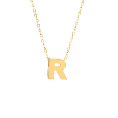 GOLD BLOCK LETTER NECKLACE 14KT